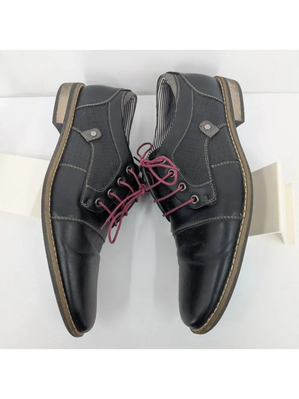 Oxford Derby Shoes Black Faux Leather Preppy Academia Everyday Comfort Size 10 M